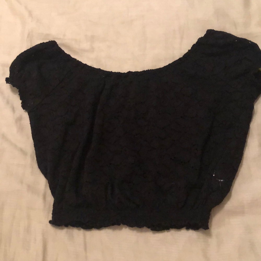 Black lace crop top